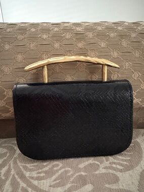Elegant Black Zara Clutch with Gold Handle